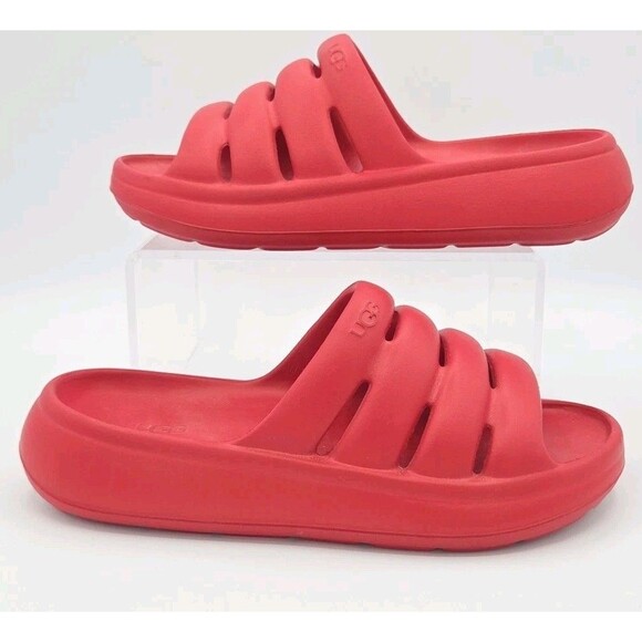 Ugg Womens Size 7 Platform Sport Samba red Outdoor Open Toe Sandals shoes - Picture 1 of 8